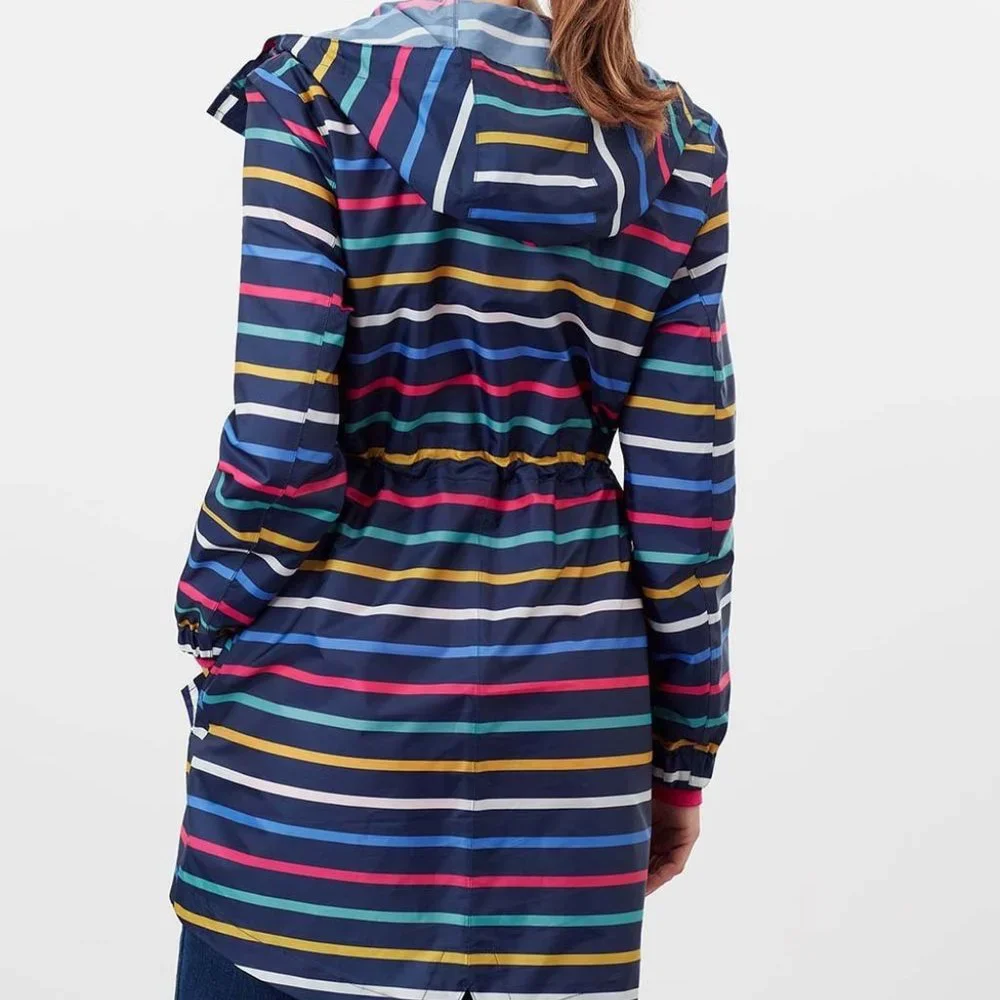 Joules Navy Multicolor Stripe Rain Coat-NWT- SZ 8, 10 & 12 - Picture 3 of 5